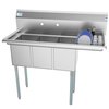 Koolmore 3 Compartment Stainless Steel Commercial Kitchen Sink with Drainboard - Bowl Size 10" x 14" x 10" SC101410-12R3